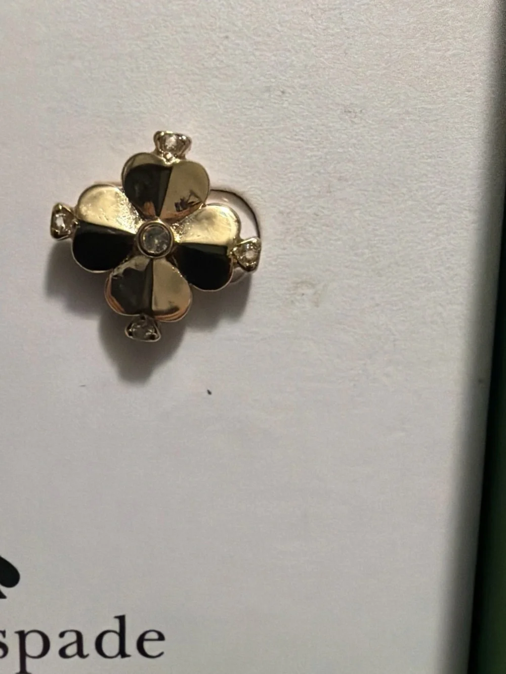kate spade Gold Floral Crystal Center Stud Earrings